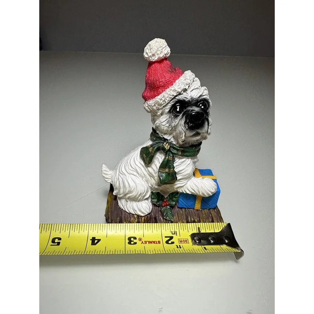 VTG Set Of 3 Christmas Dog Santa Hat Figurines Holiday Decor 5